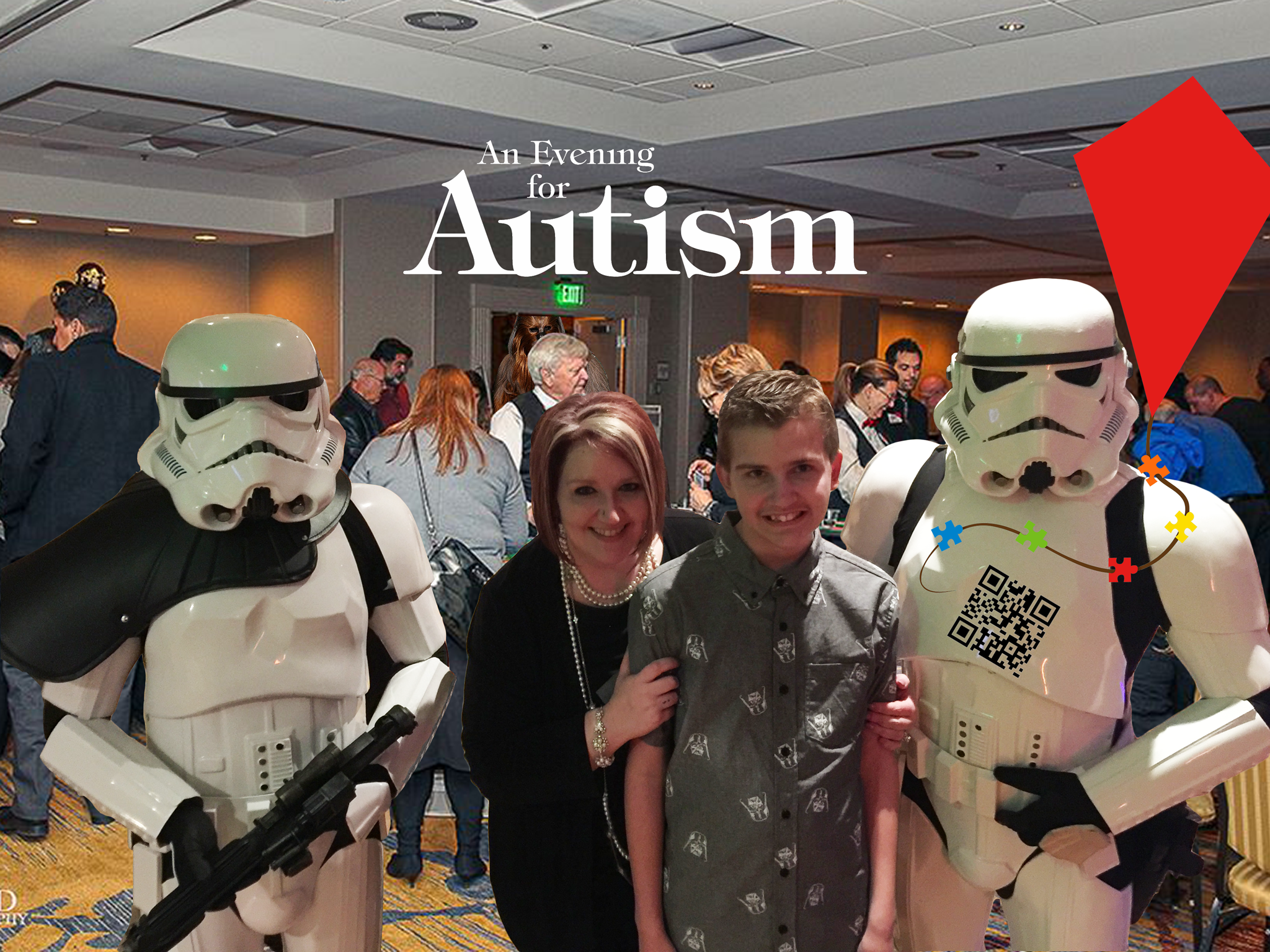 An Evening For Autism - Participants, Games, Storm Troopers, Chewbacca In Ballroom